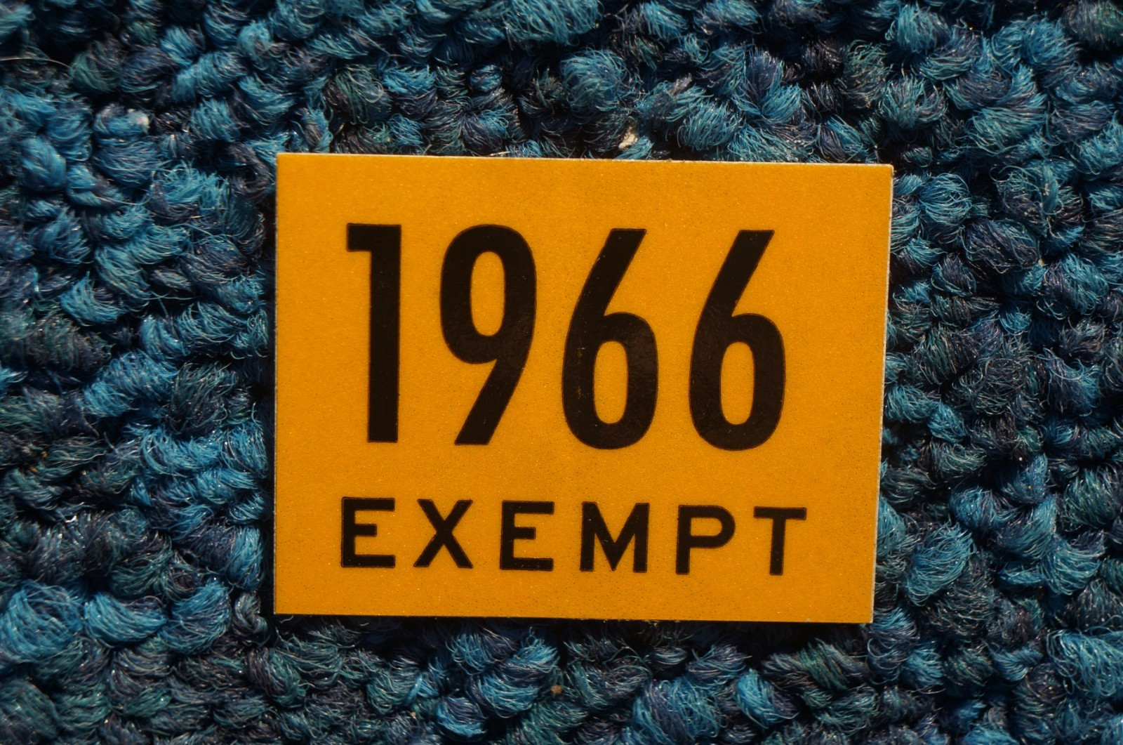 Vintage 1966 DELAWARE License Plate Exempt Validation Sticker - Unused