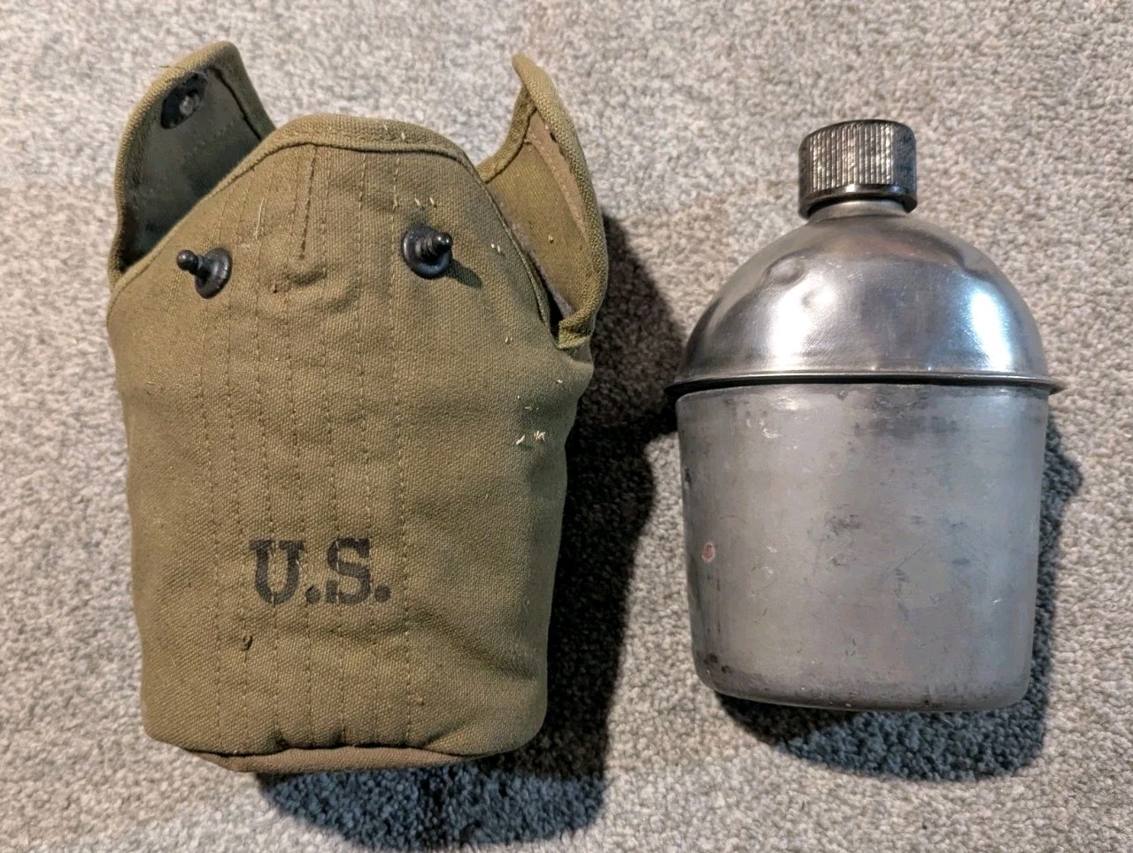 Vintage US Army Canteen With Cup WWII 1940s Military 1941