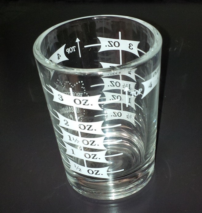 4 oz. Bar & Kitchen PROFESSIONAL MEASURING GLASS Tempered Jigger Shot Multi Tool