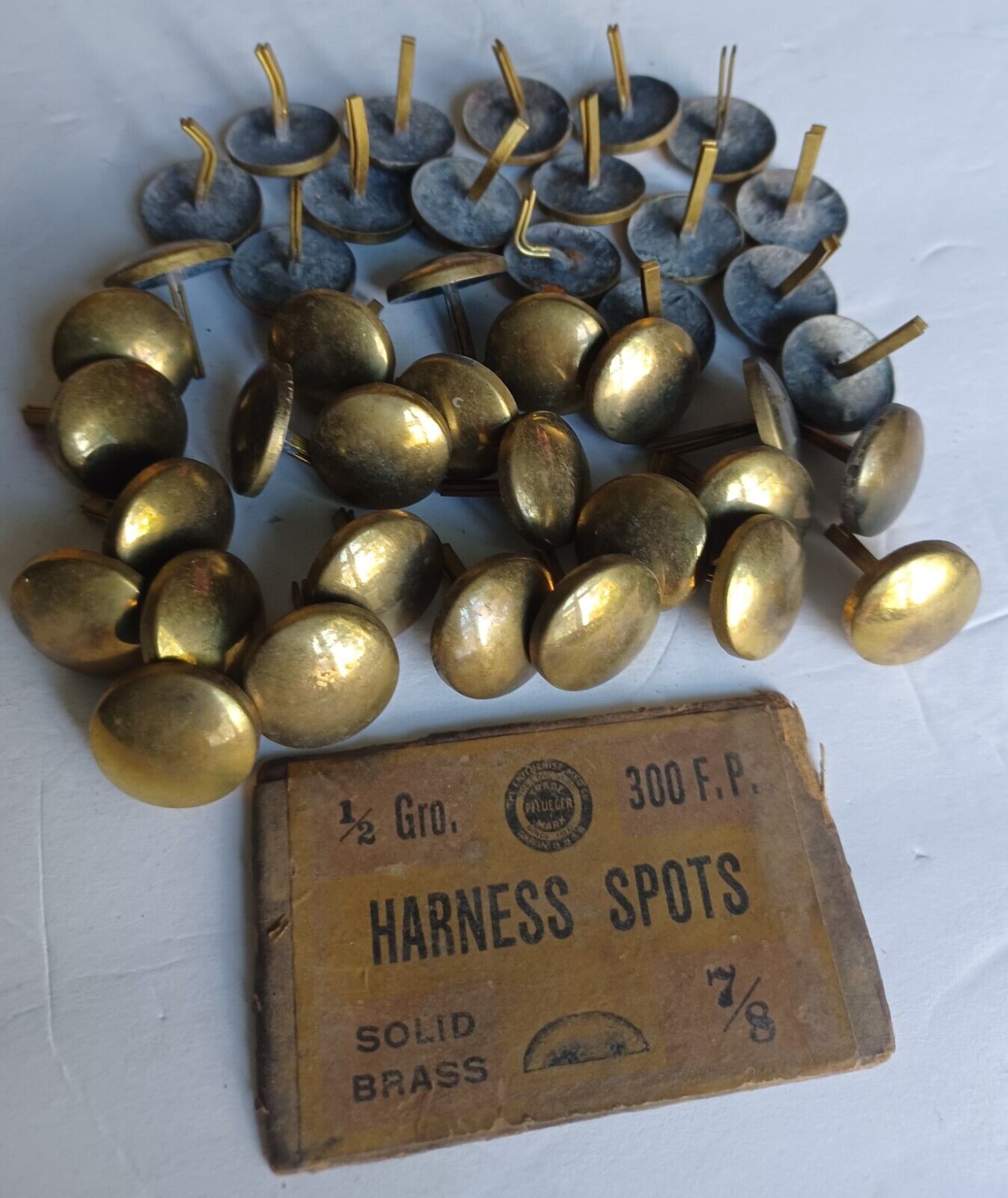 40 vintage horse leather tack brass harness spots bridle medallions conchos lot