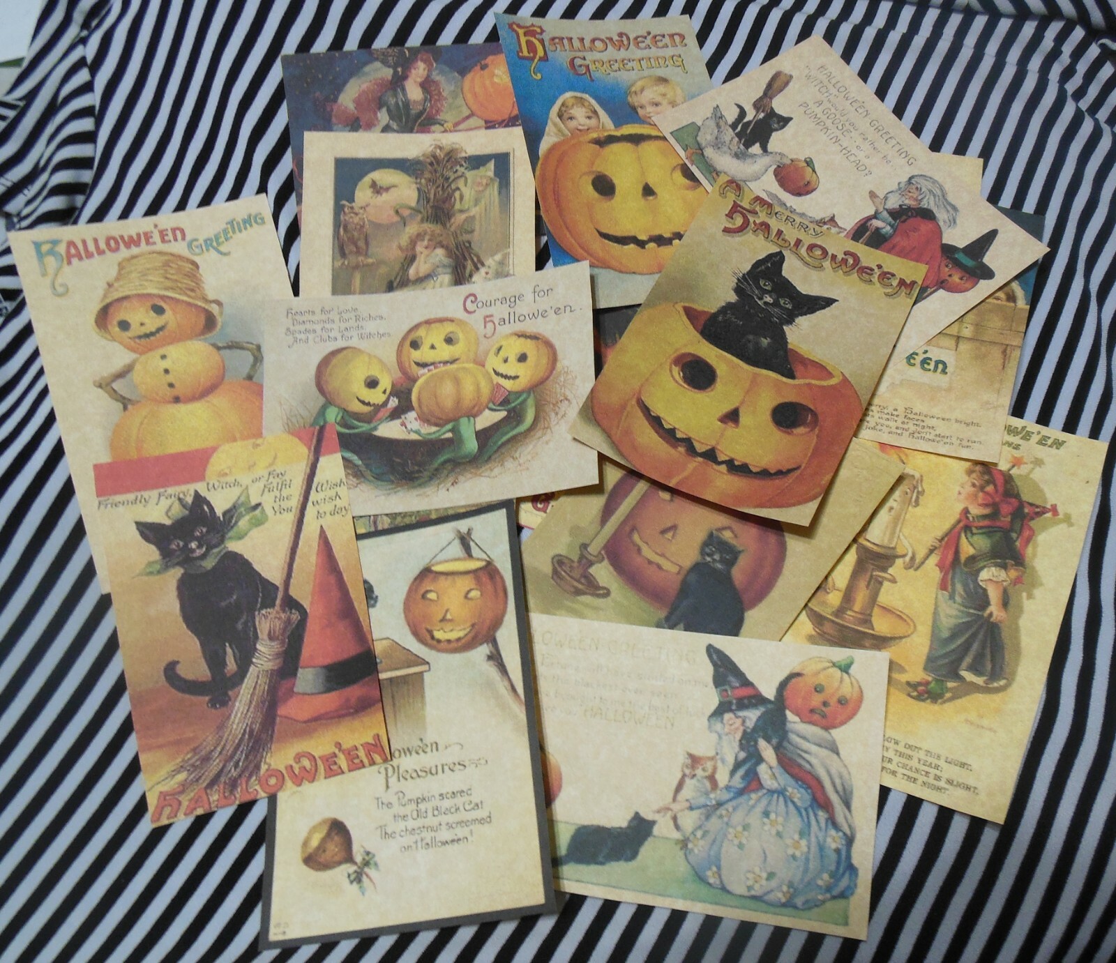 Set of 16 Vintage/Victorian/Primitive look Halloween vintage old  images Set #3