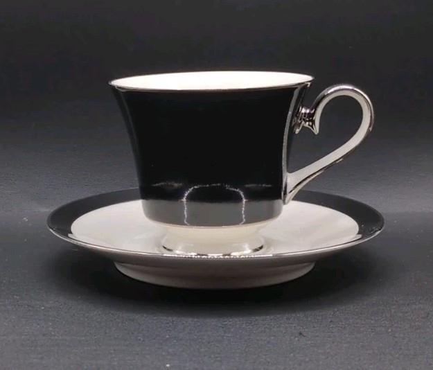 Carico Mystique Demitasse Tea Coffee Cup & Saucer Set Platinum Trim Replacement