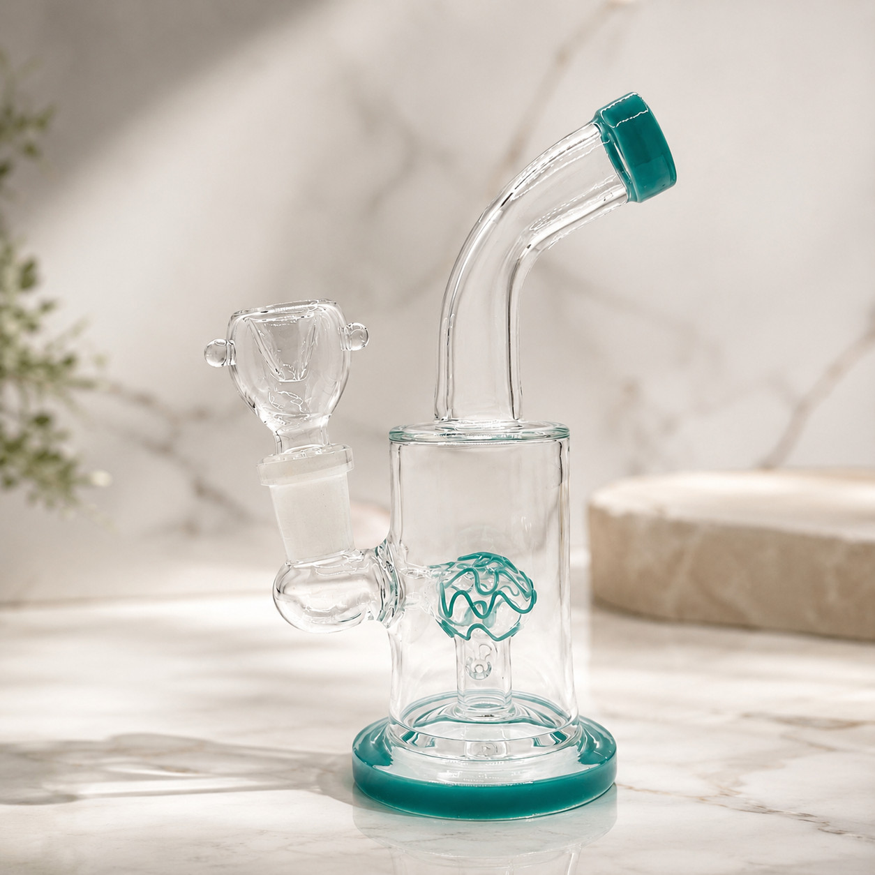 Clear Ocean Teal Dome Perc Mini Glass Bong – 6 \