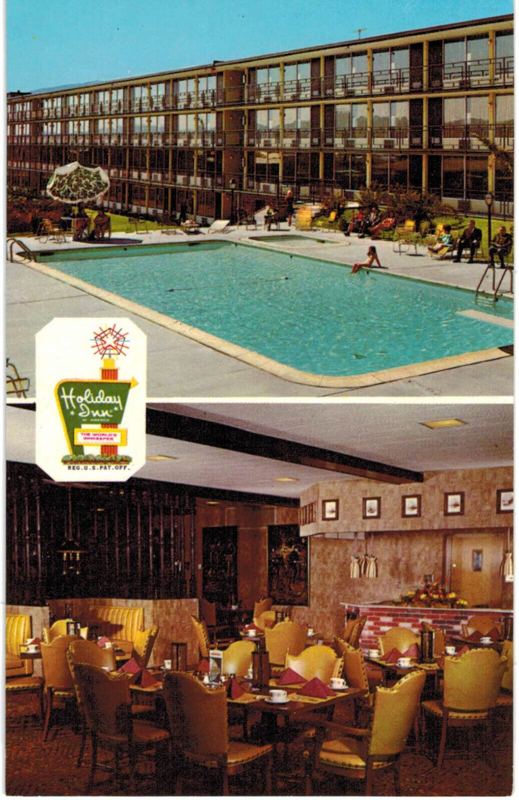 El Paso, Texas Holiday Inn 1960s Vintage Postcard - Poolside & Dining Room