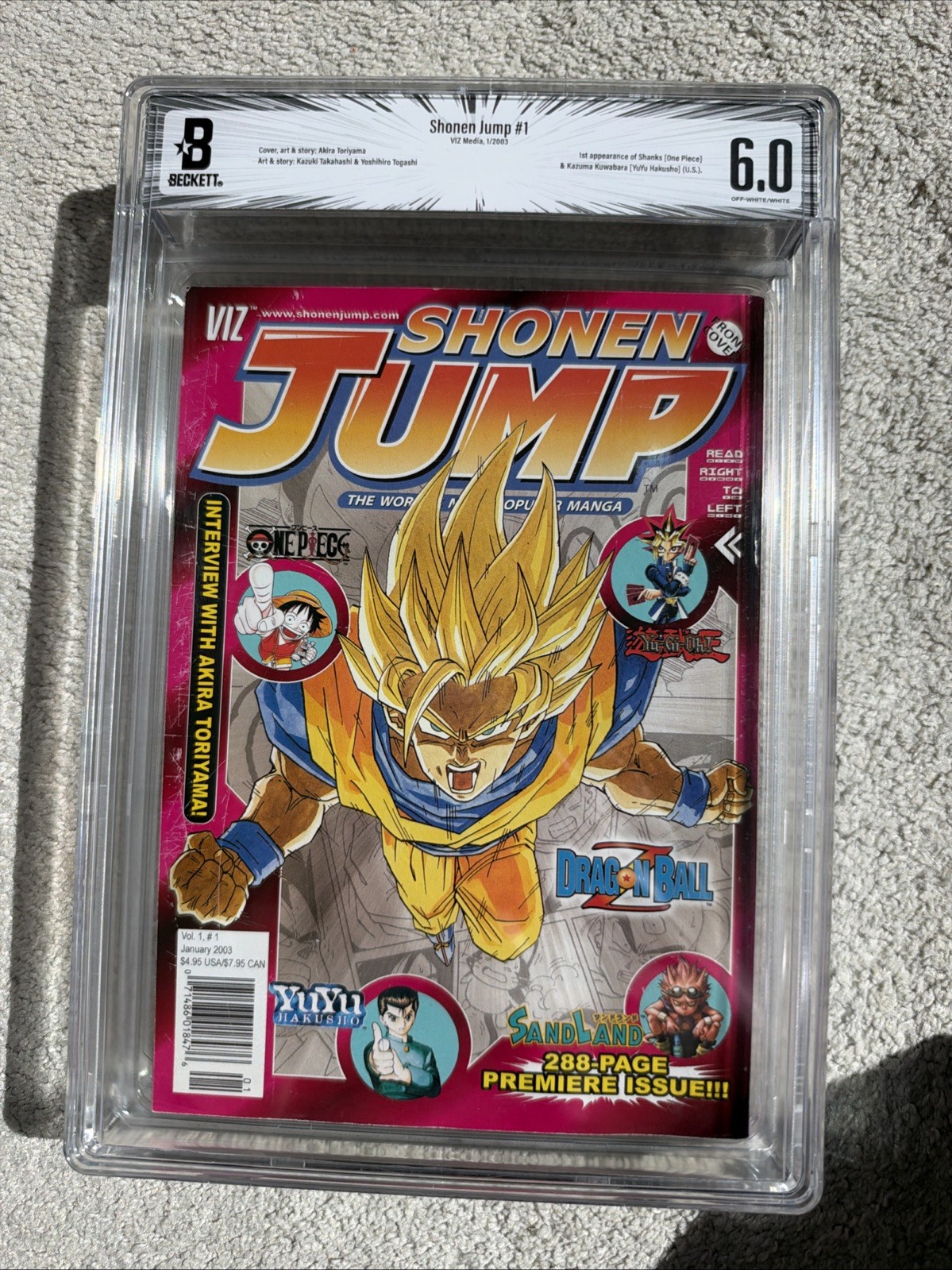 2003 SHONEN JUMP Jan Volume #1, Issue #1, VIZ 1st US One Piece, YuGiOh BGS 6.0