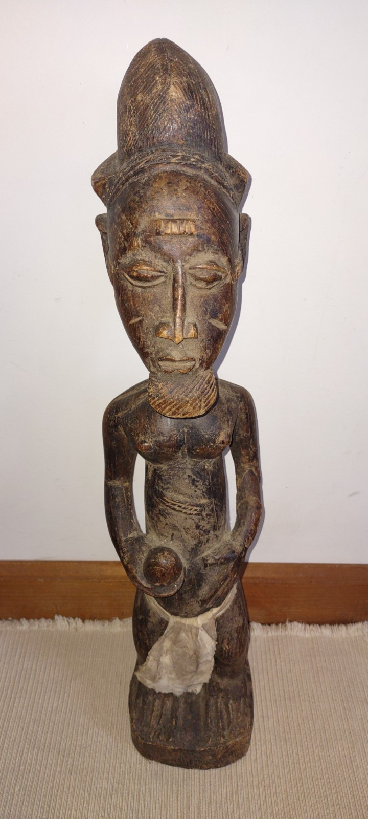 Antique African Wooden Tribal Art Baule Male Figurine from Ivory Coast 21.5