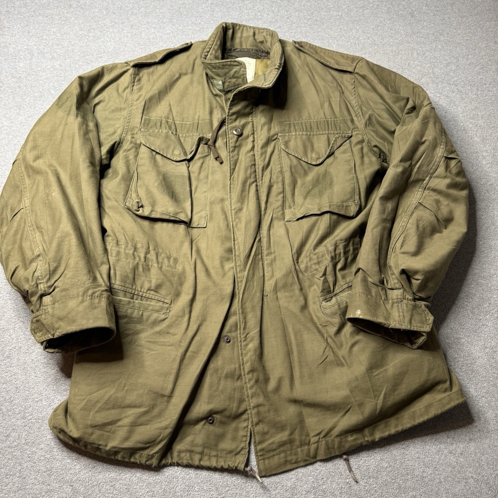 Vintage US Military Cold Weather OG-107 Field Coat Mens Large Goose Down Liner