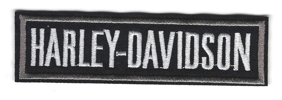 Harley Davidson Script Silver Tone Embroidered Iron On Patch 4.25\ Harley Davidson Script Silver Tone Embroidered Iron On Patch 4.25\