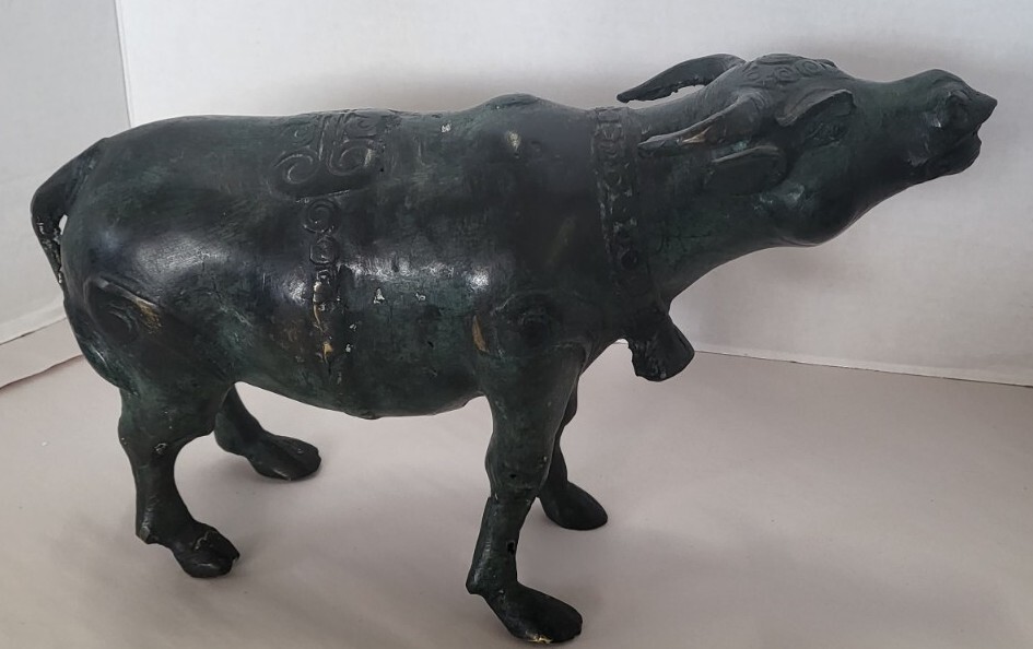 Vintage Large Brass Water Buffalo Sculpture Figurine 13