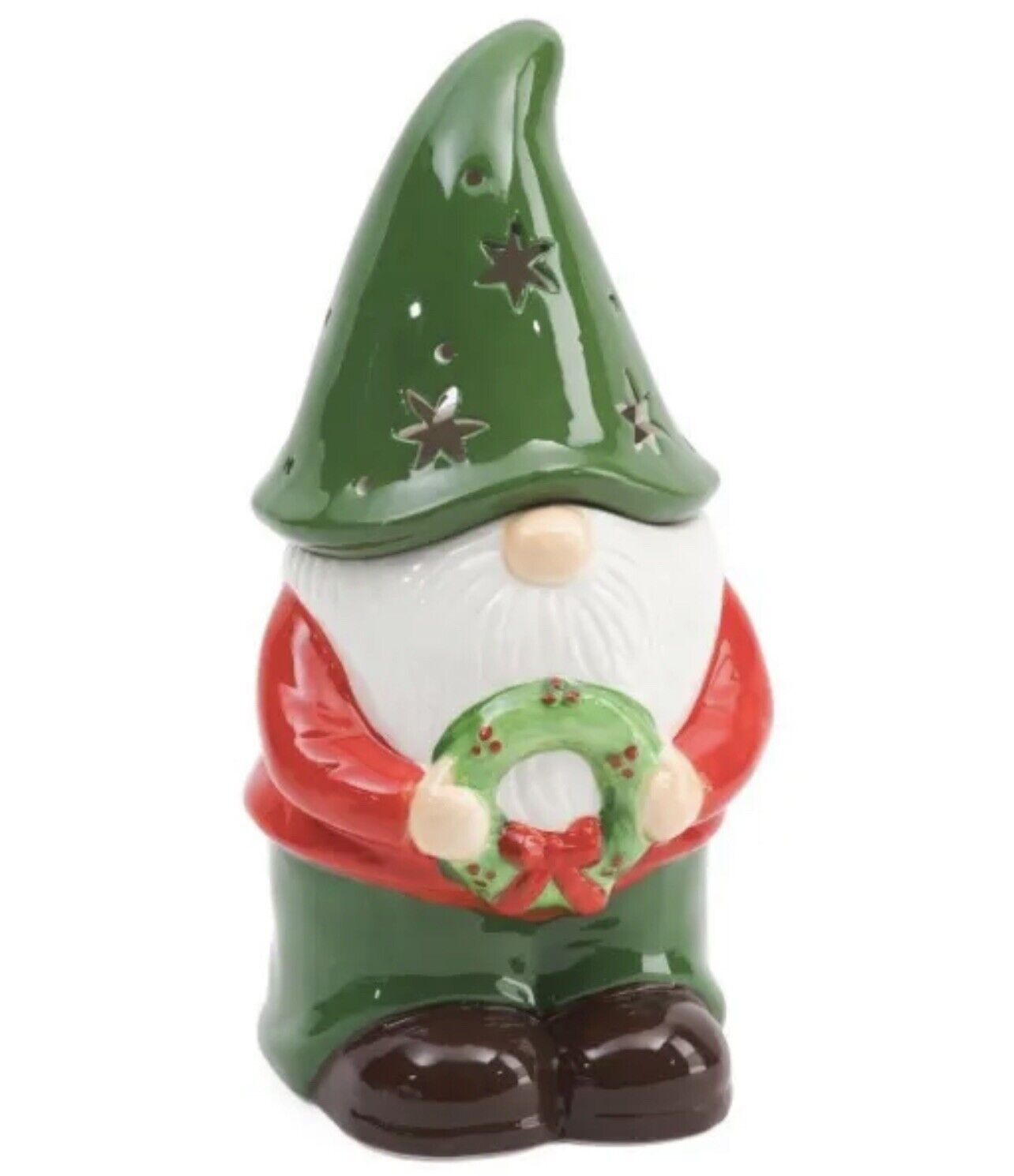 Mr. Christmas NWT Ceramic Red, Green & White Christmas Gnome Cookie Jar, 13\