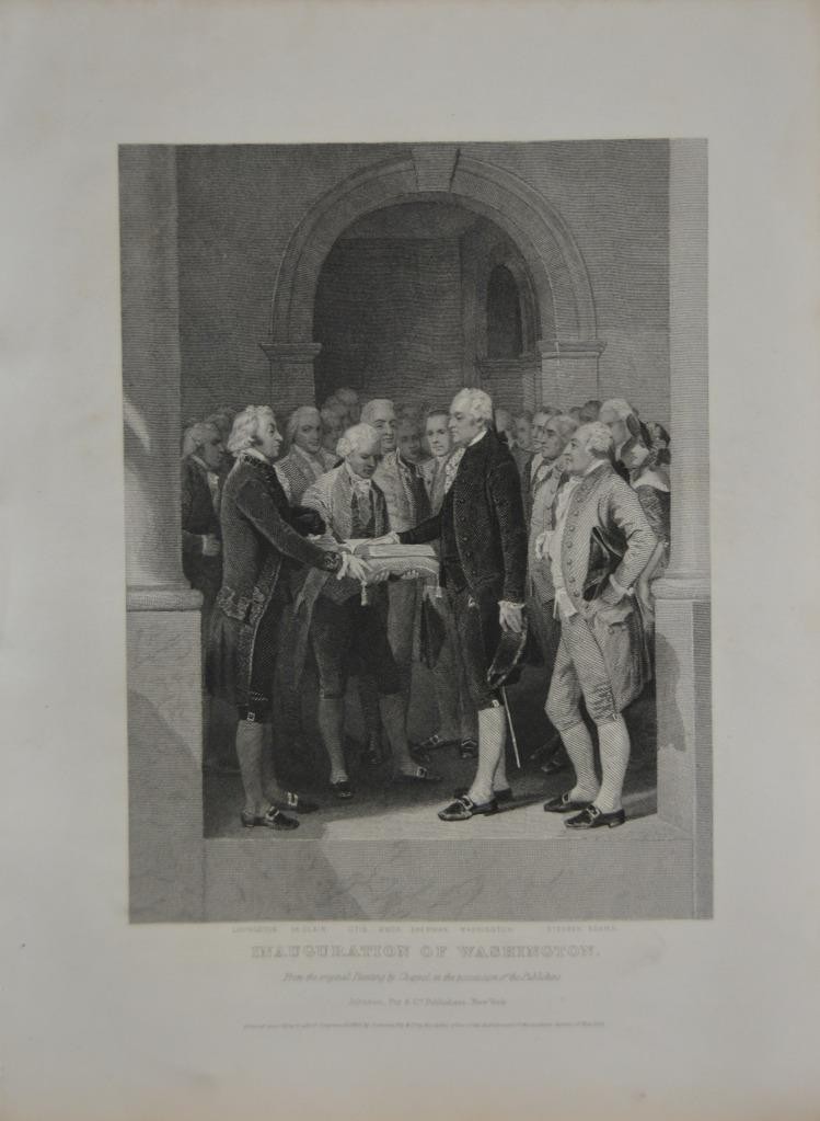 Antique Engraving Art Washington's Inauguration American History Original 1857 Antique Engraving Art Washington's Inauguration American History Original 1857