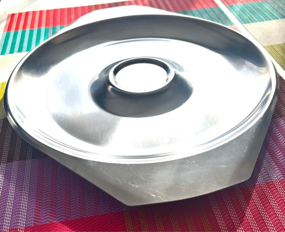 Vintage MCM 18/8 stainless steel chip & dip serving tray made in Denmark