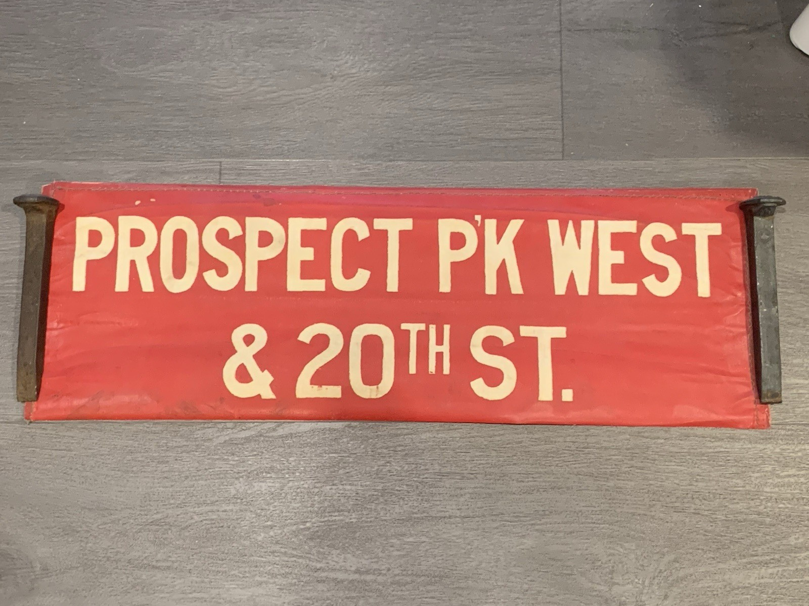 NYC B&QT BROOKLYN QUEENS TRANSIT PROSPECT PARK WEST 20 STREET TROLLEY ROLL SIGN