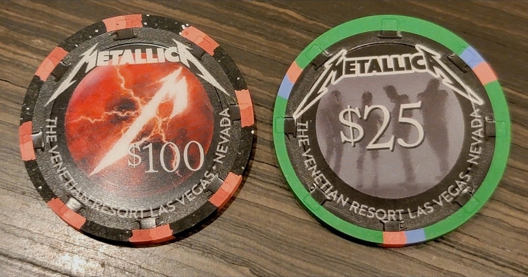 The Venetian Las Vegas $100 & $25 Casino Chip Set Metallica At The Sphere RARE The Venetian Las Vegas $100 & $25 Casino Chip Set Metallica At The Sphere RARE