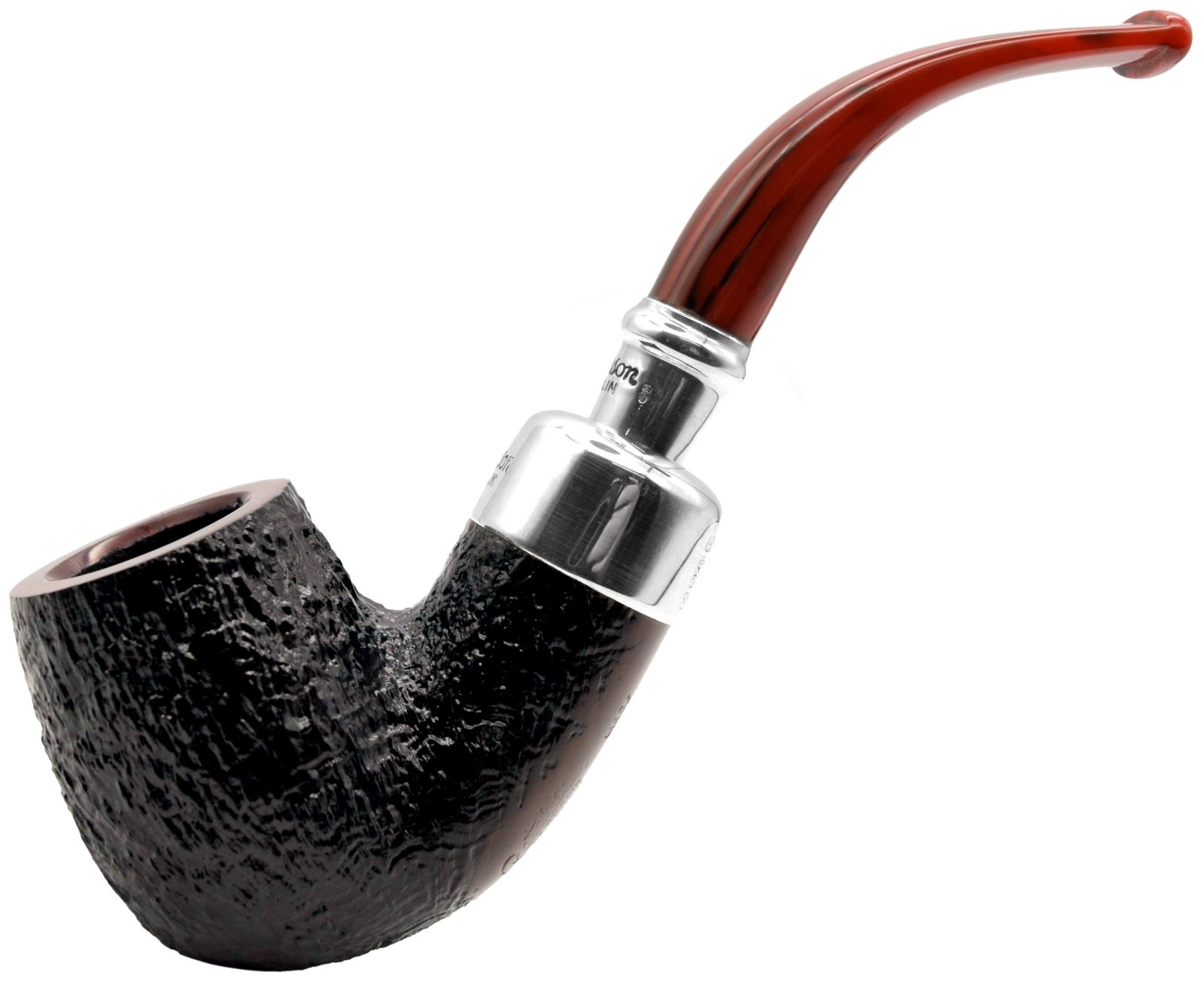 Peterson Newgrange Sandblast Silver Mounted Spigot Large Bent Billiard Pipe XL90
