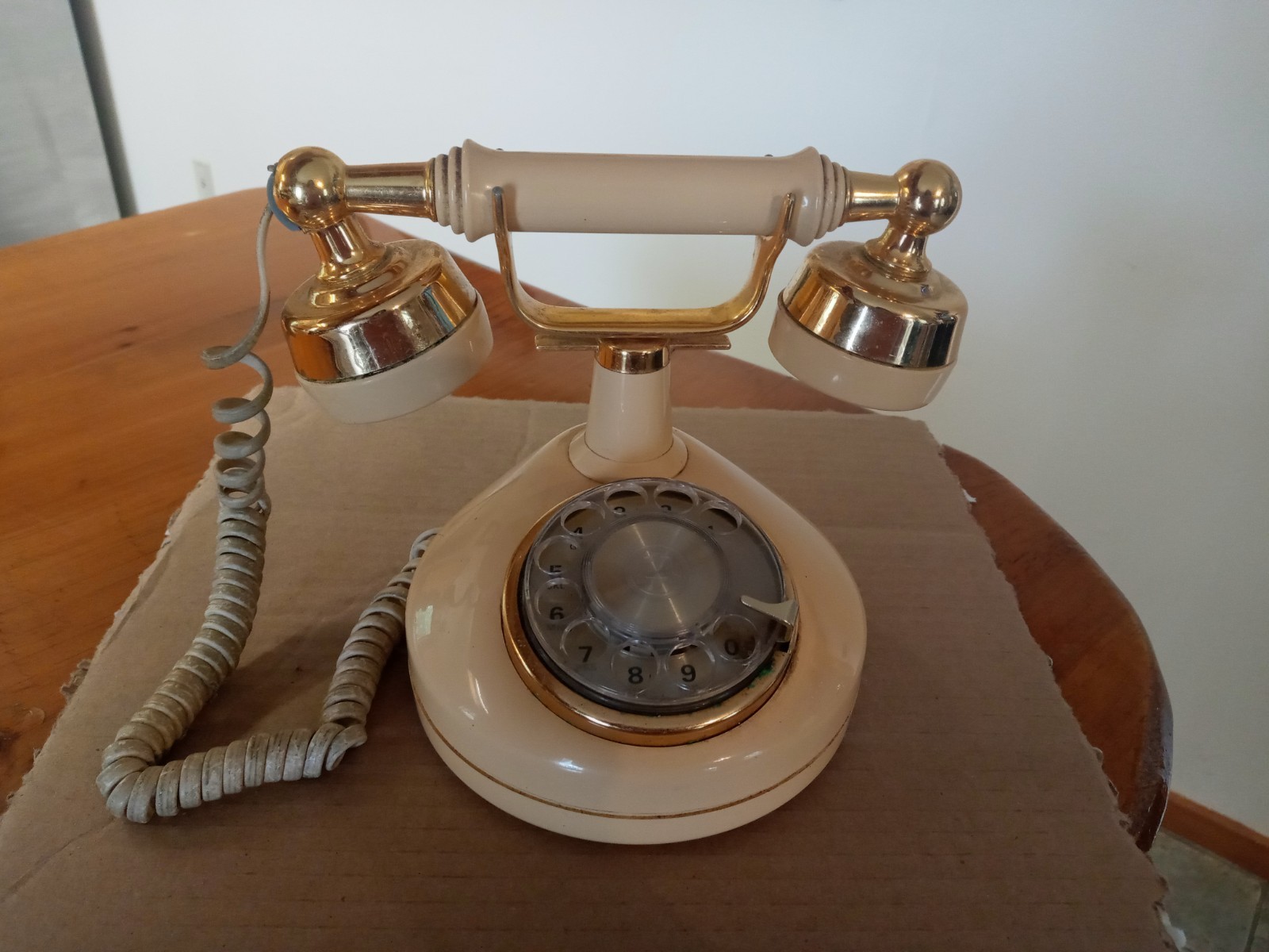 Vtg Western Electric Phone Rotary Dial French Style Desk Cream Gold Untested
