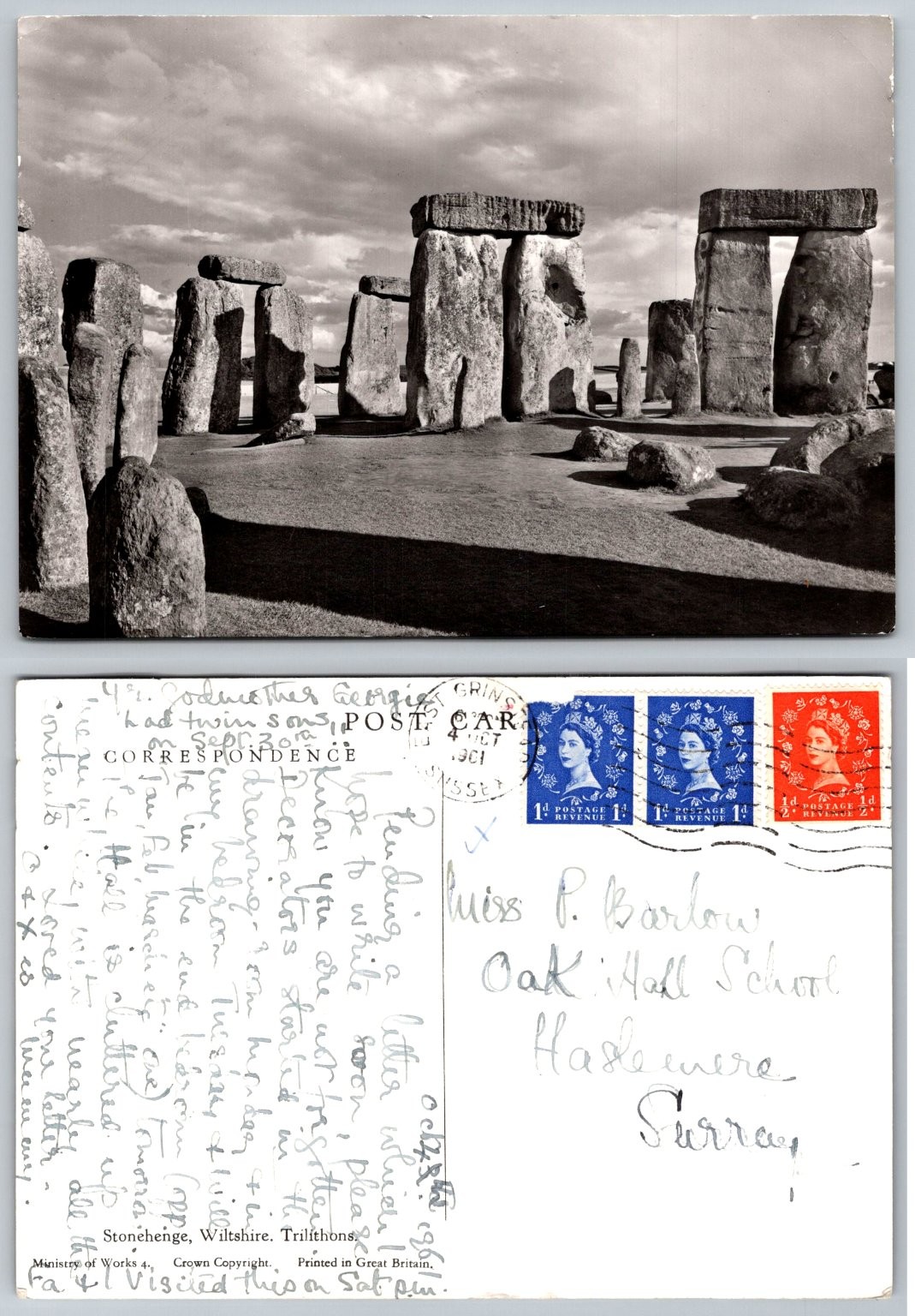 Vintage 1961 Stonehenge Postcard Wiltshire England Real Photo Posted Vintage 1961 Stonehenge Postcard Wiltshire England Real Photo Posted