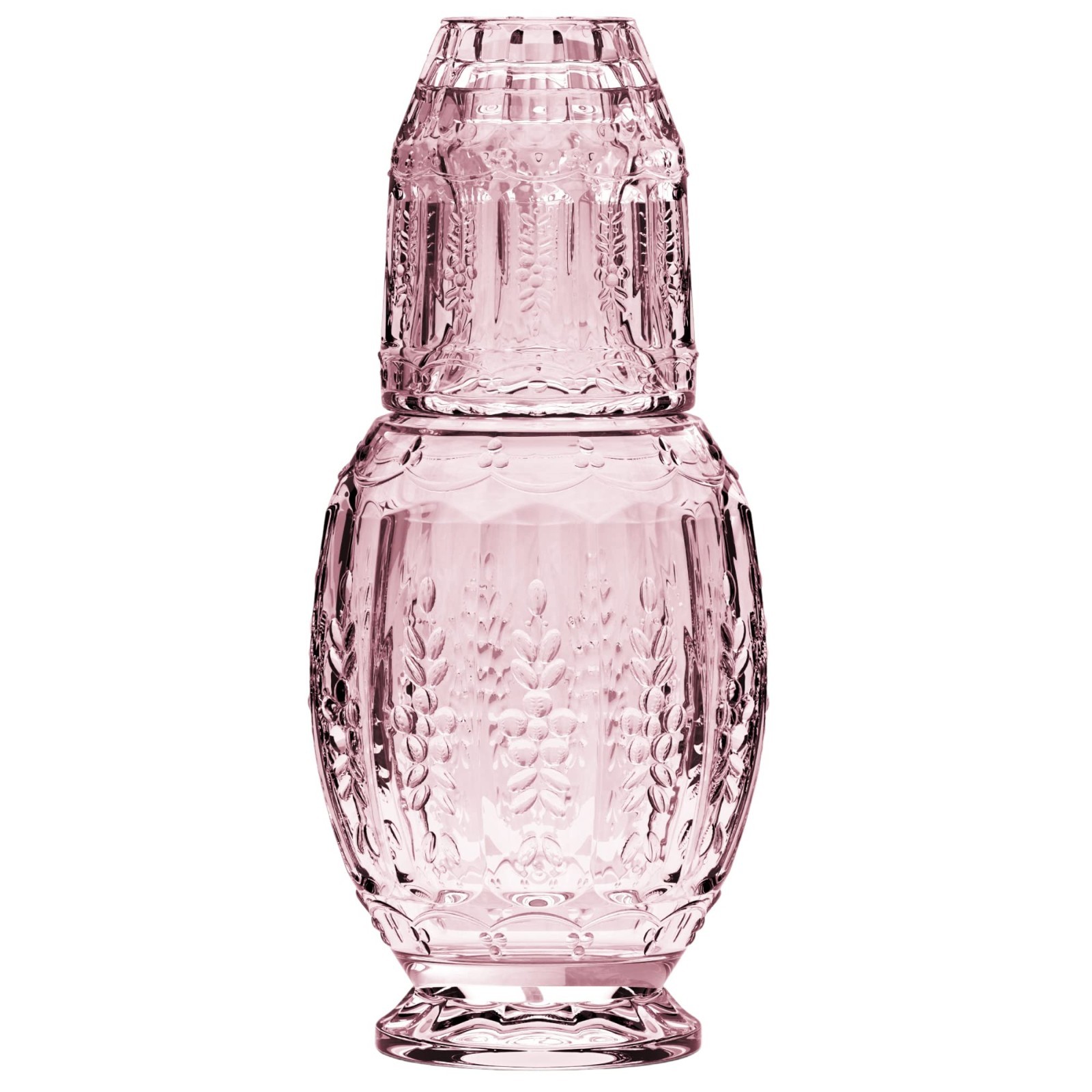 Vintage Bedside Water Carafe with Tumbler - Elegant Pitcher & Glass Set, Pink