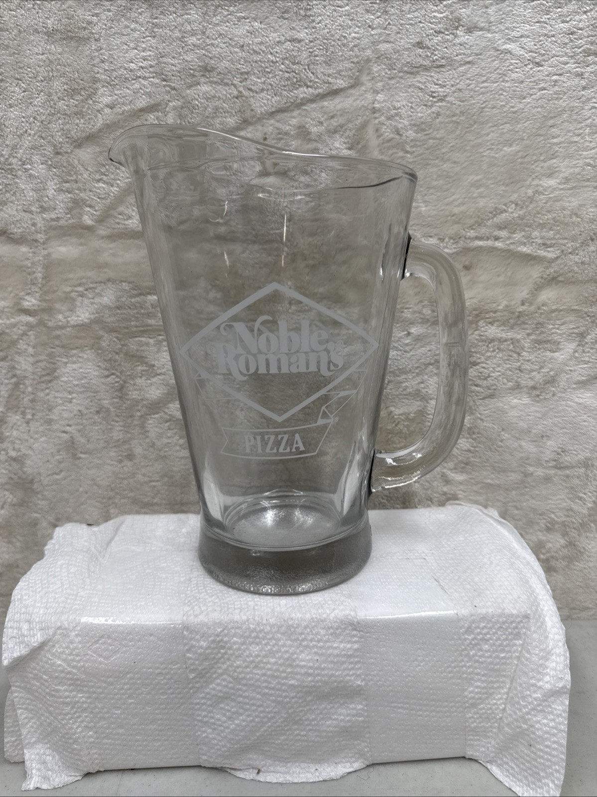 Vintage Noble Romans Pizza Bloomington Indiana  Coca-Cola Glass Pitcher W/Logo