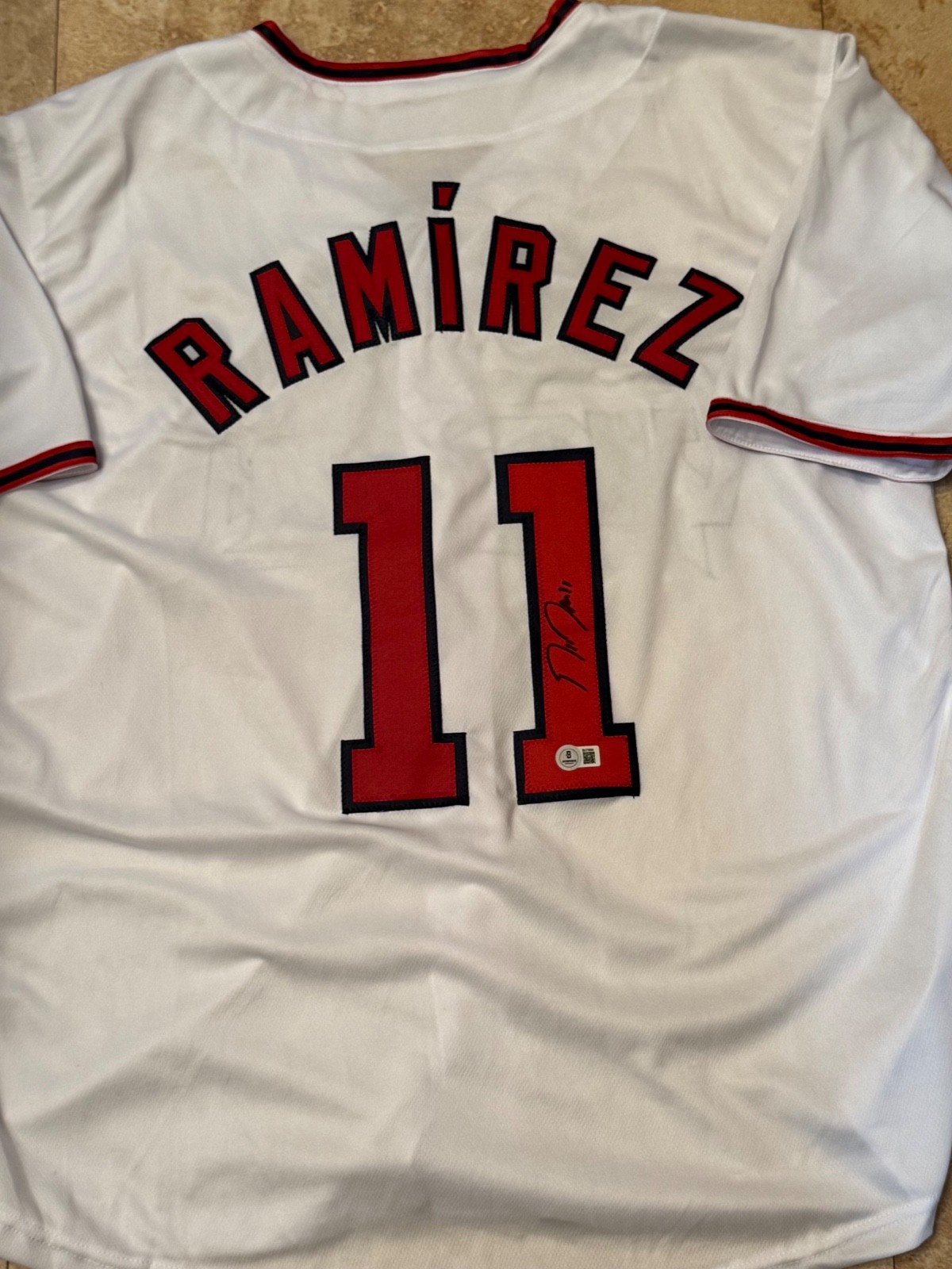 Jose Ramirez Signed Cleveland Guardians Baseball Jersey AUTO BAS Beckett Sz XL