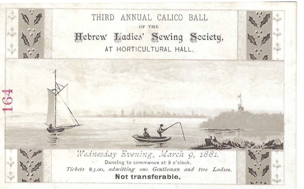 [Judaica] Hebrew Ladies\' Sewing Society 1881 Boston Fundraising Ball