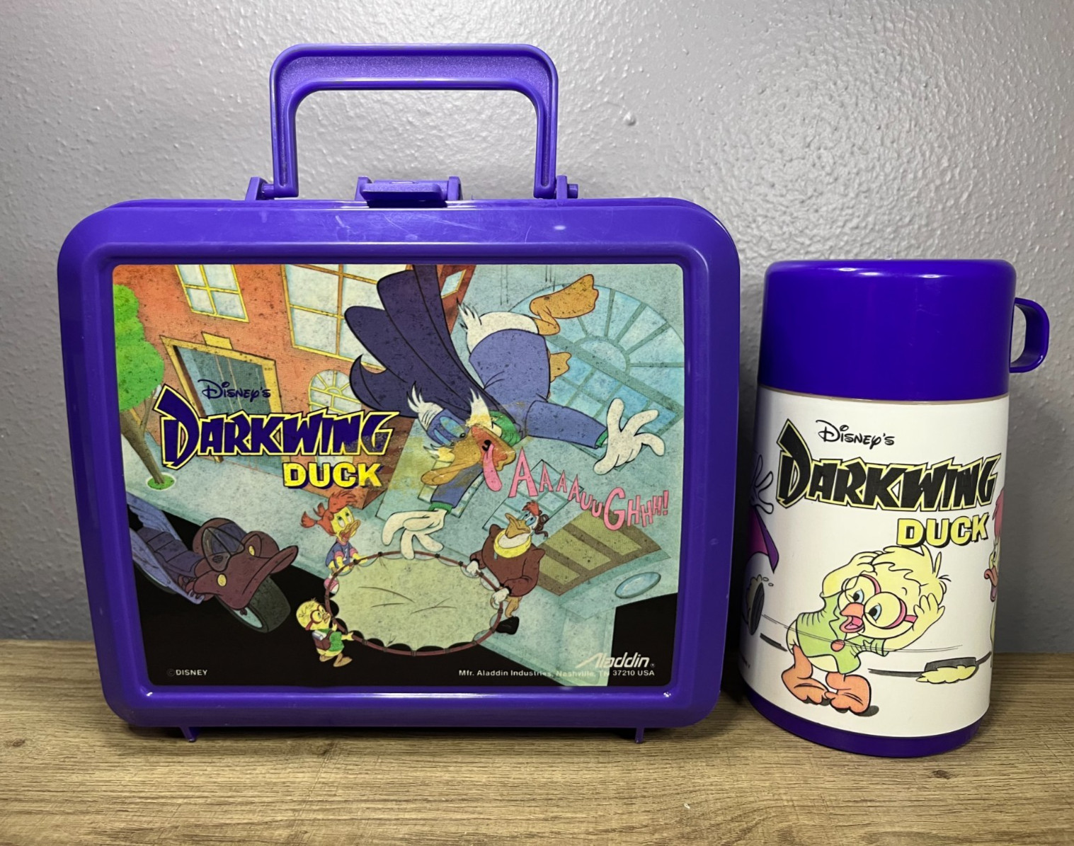 Vintage - 1991 Disney - Darkwing Duck - Lunchbox w/Thermos - Aladdin - USA