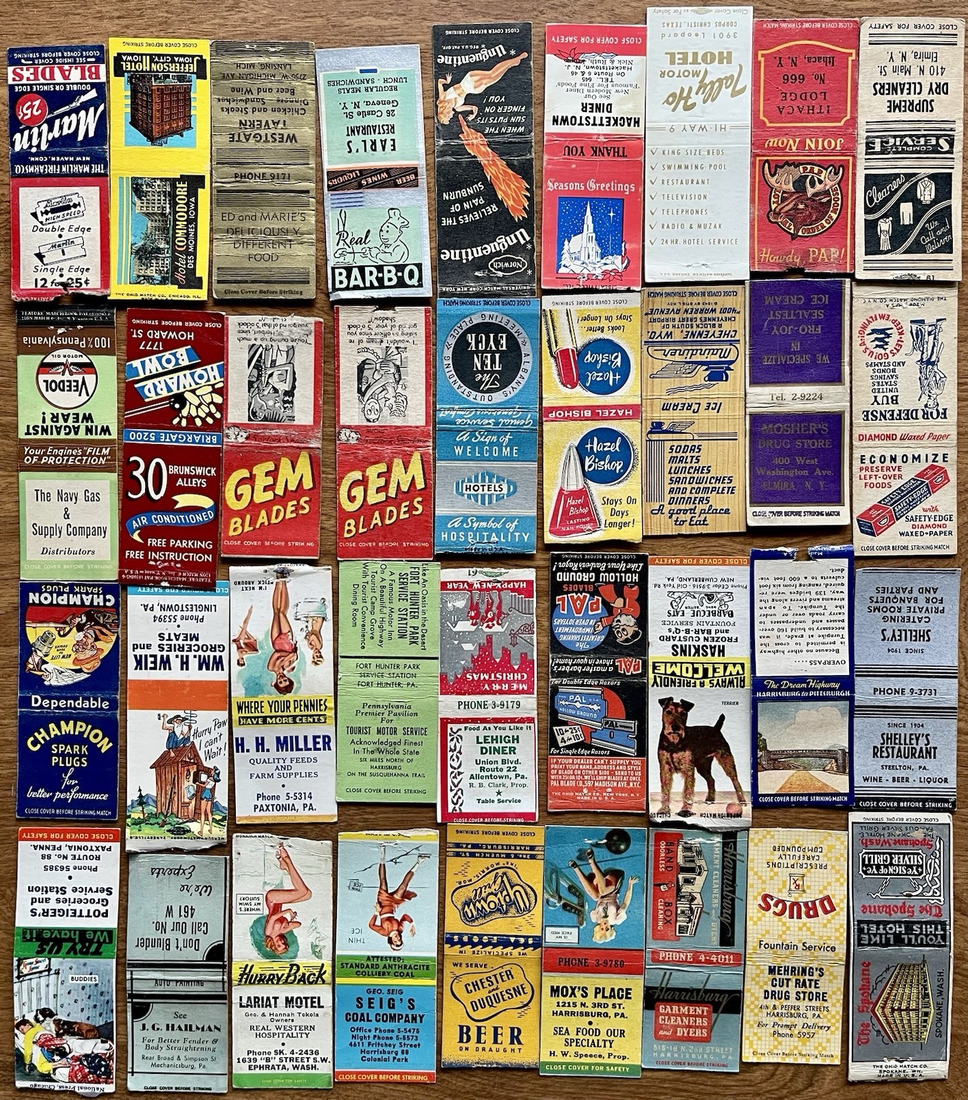 36 RARE 1930'S & 1940'S MATCHBOOK COVERS