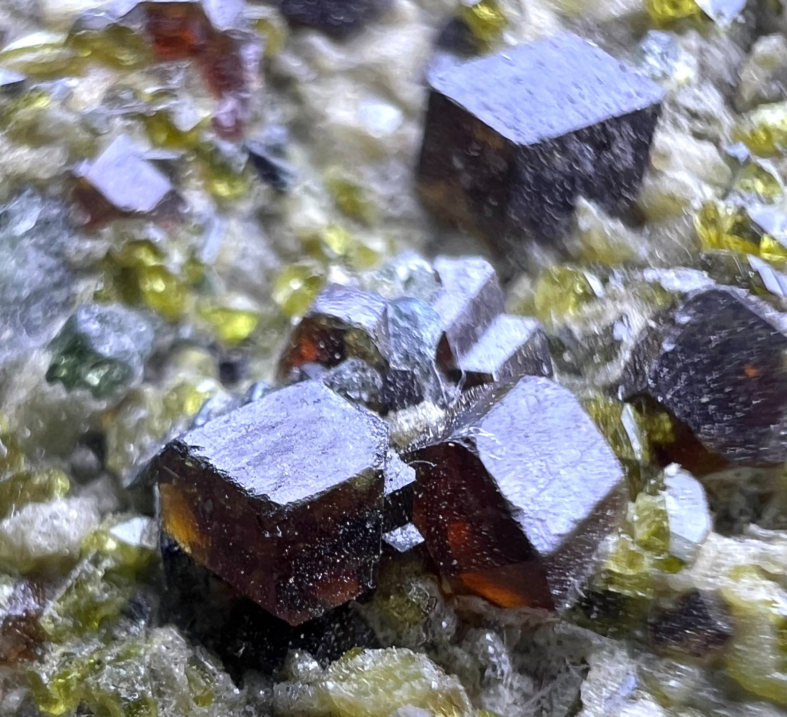 398 CT. Lustrous Full Terminated Andradite Garnet Bunch Crystals On Matrix - AFG