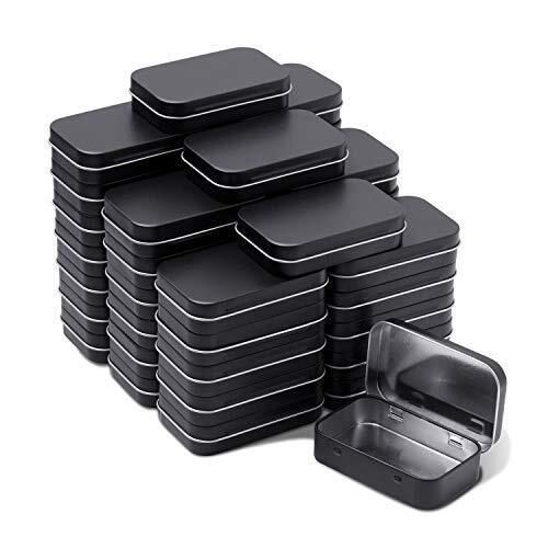 40 Pack Metal Rectangular Hinged Tins Mini Portable Box Containers Empty Storage
