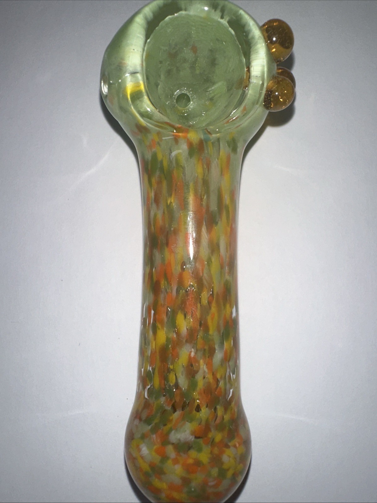 4.25” Glass Tobacco Smoking SPECKLED FUZION PIPE Green BOWL  3 NUBS 