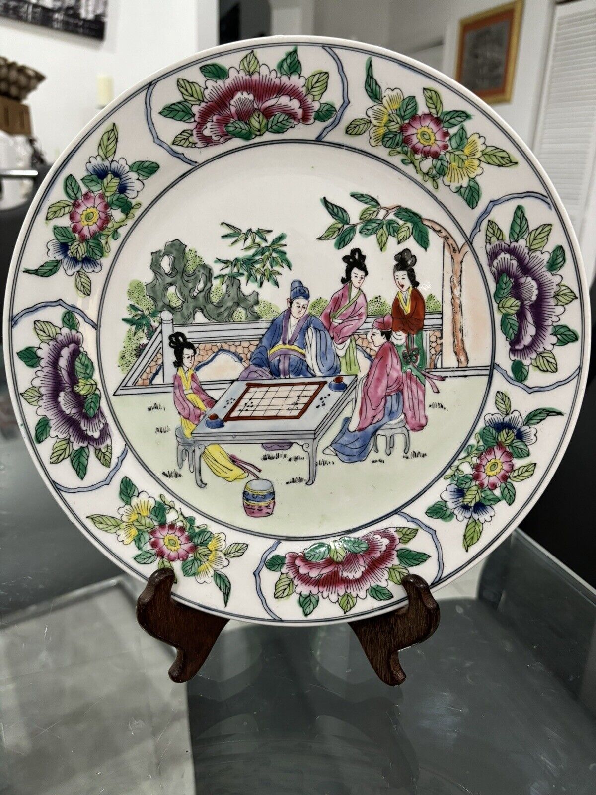 Vintage Chinese Porcelain Plate Hand Painted 10” Made In Macau