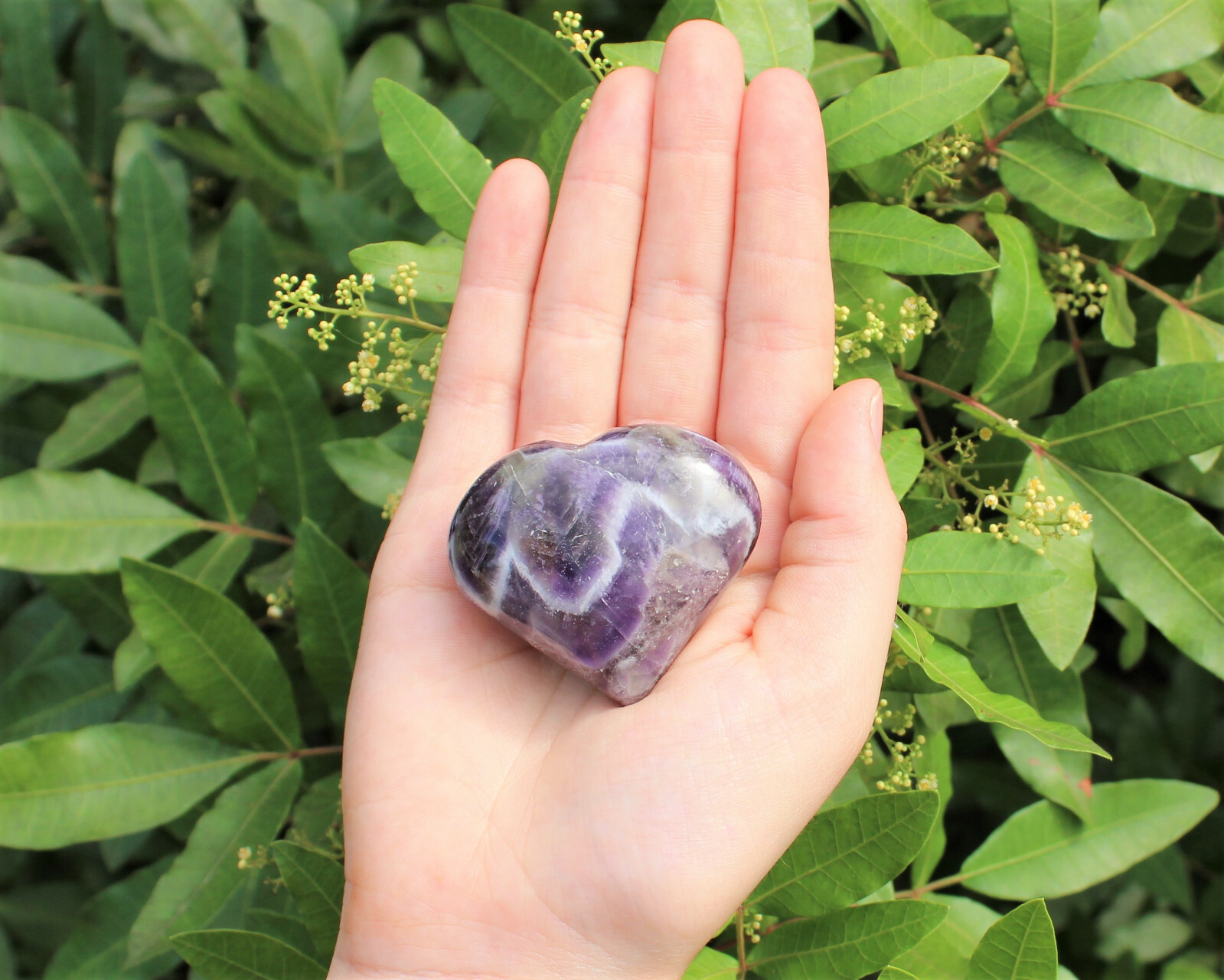 Chevron Amethyst Heart Stone: LARGE 1.75\