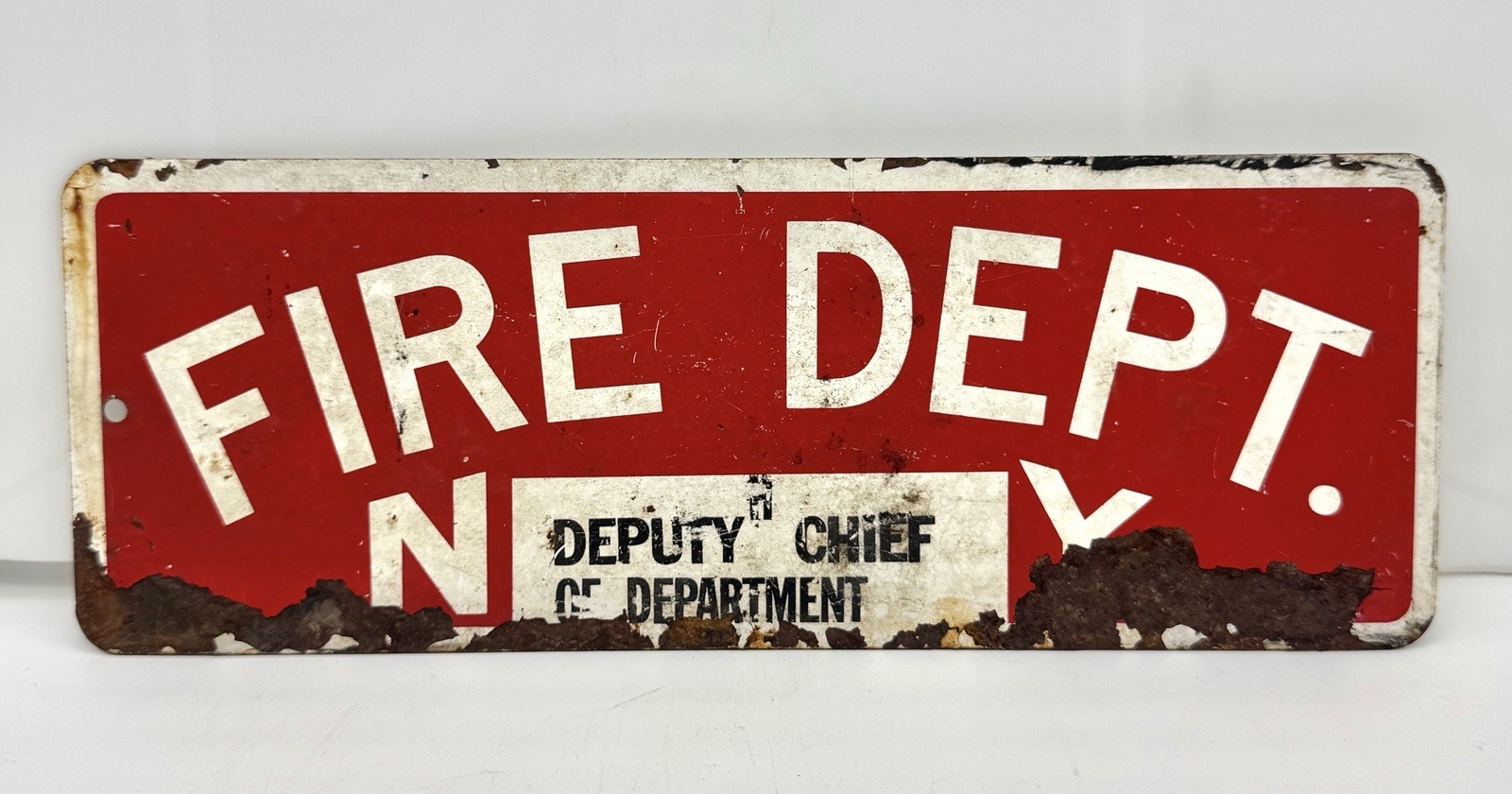 Vintage FDNY Deputy Chief Painted Metal License Plate Topper New York Fire Dept Vintage FDNY Deputy Chief Painted Metal License Plate Topper New York Fire Dept