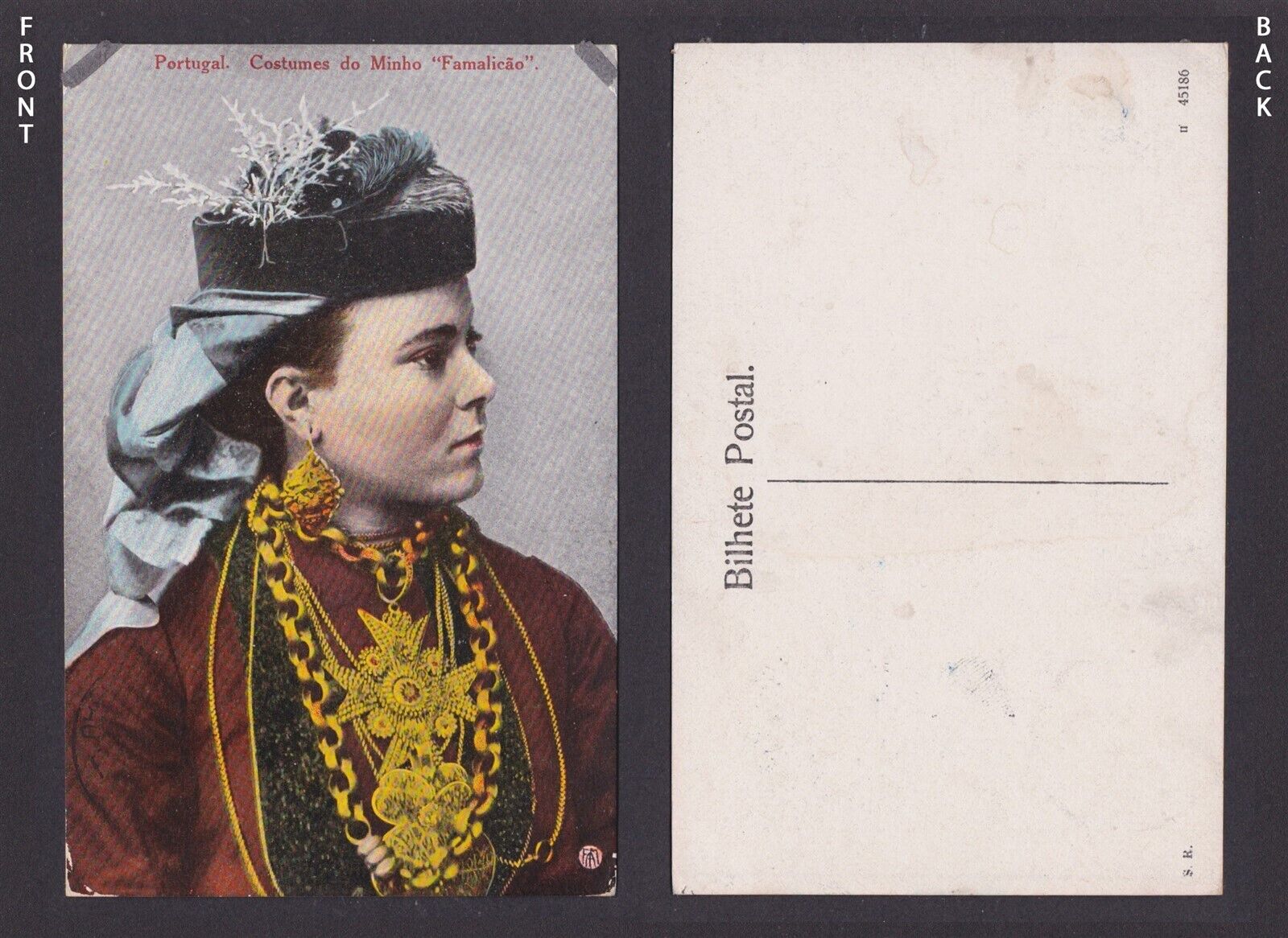 Vintage postcard, National costume, Portugal, Costumes of Minho
