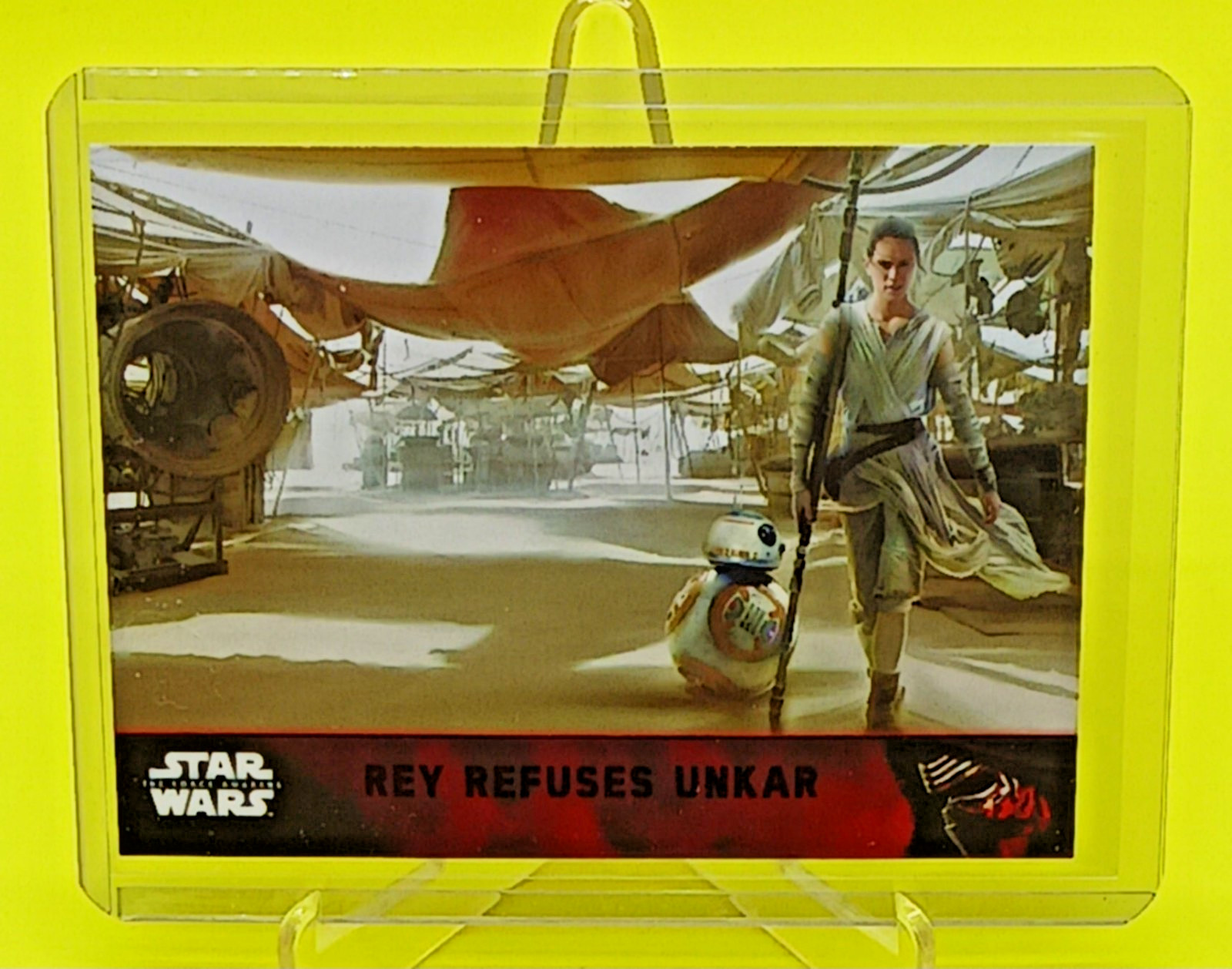 Star Wars Force Awakens Lightsaber Purple Base Card Rey Refuses Unkar #83