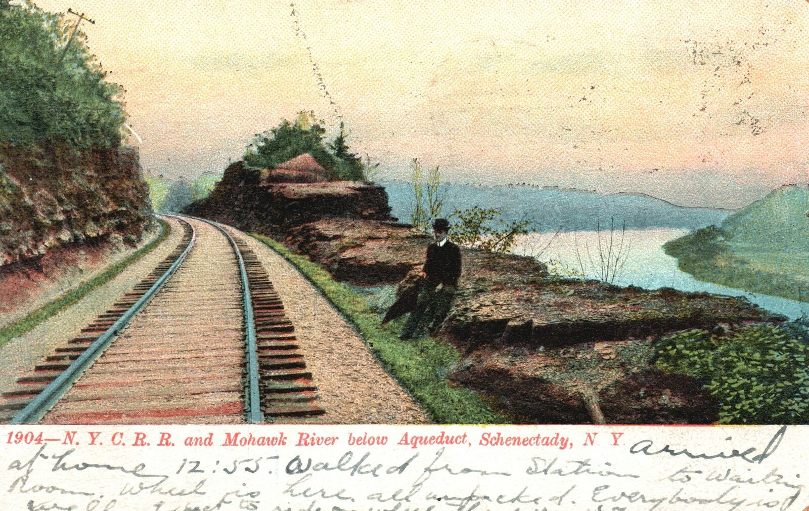 Vintage Postcard 1907 N.Y.C.R.R. & Mohawk River below Aqueduct Schenectady N.Y.