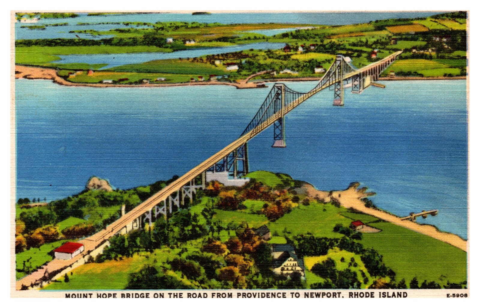 postcard Mount Hope Bridge on road from Providence to Newport R.I. 2782