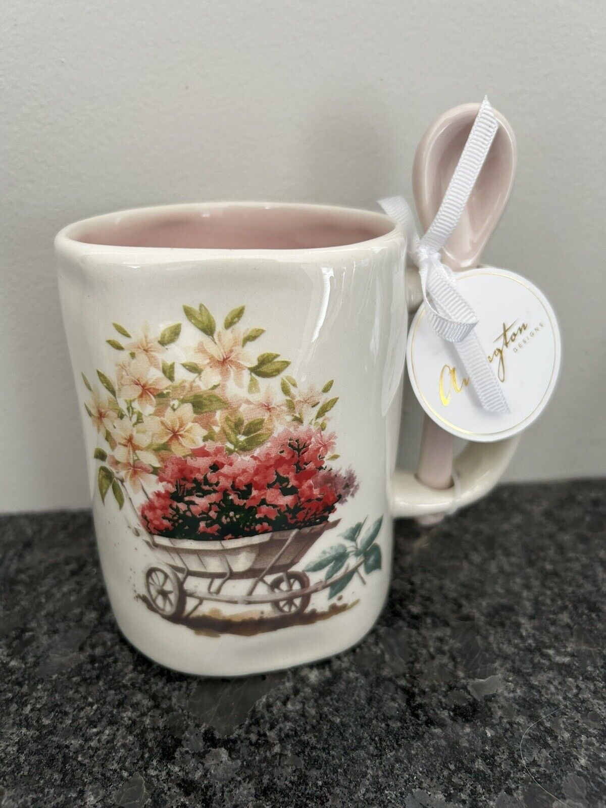 Arlington Designs Floral Mug With Spoon Very Feminine New