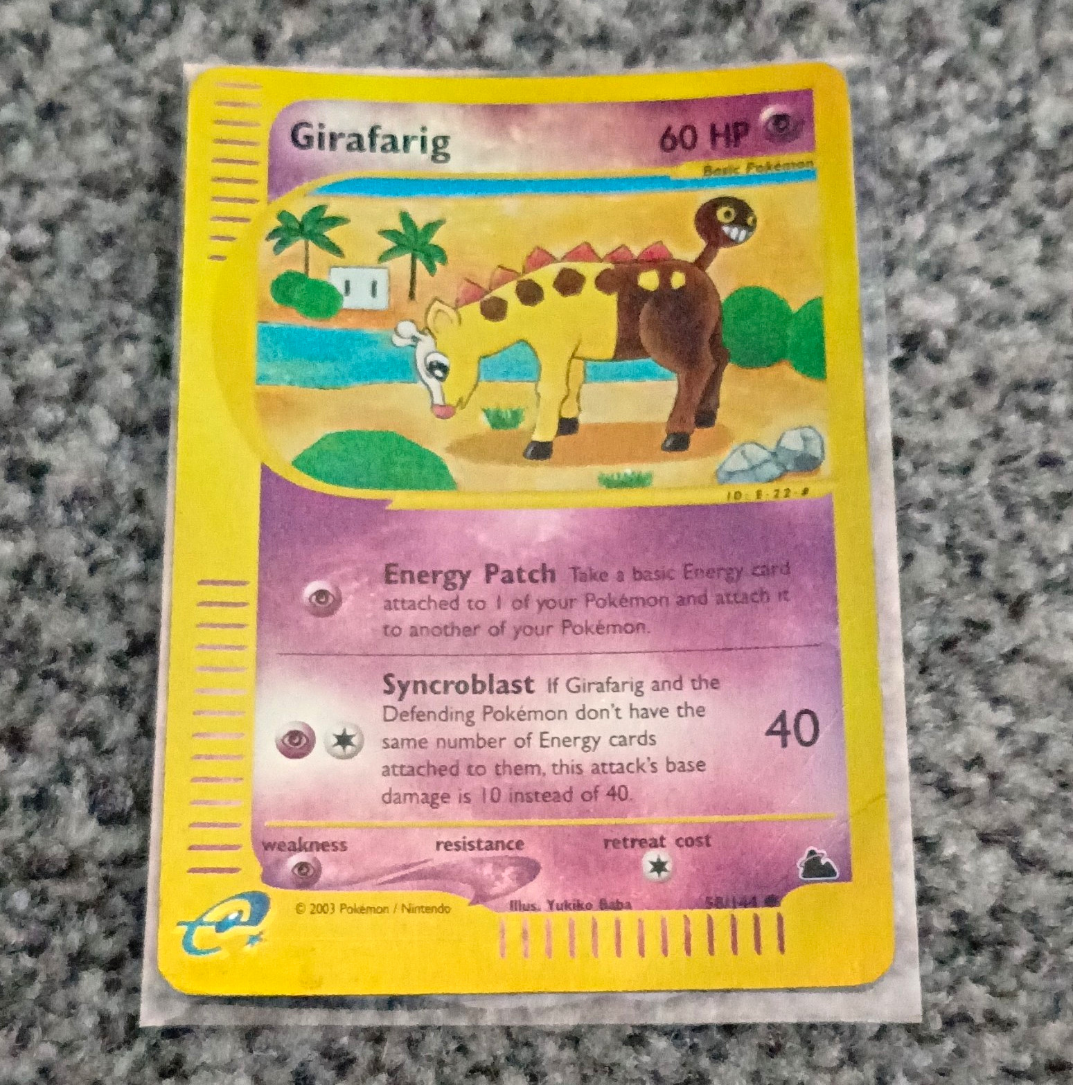 Nintendo 2003 Pokemon TCG Skyridge Girafarig E-Card 58/144 Reverse Holo 60 HP