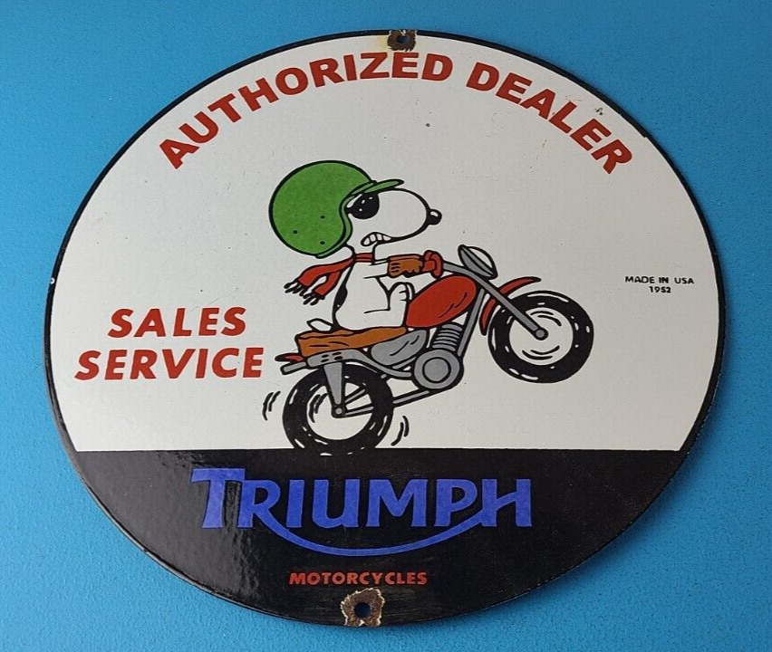 Vintage Triumph Motorcycles Sign - Gas Pump Mechanic Shop Garage Porcelain Sign