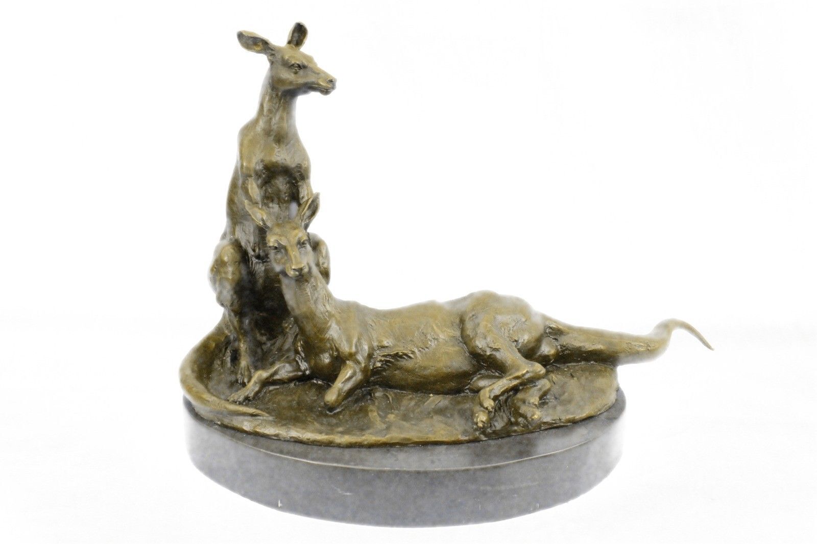 Kangaroo Wallaby Australia Mother Joey Bronze Marble Statue Australian Artwork