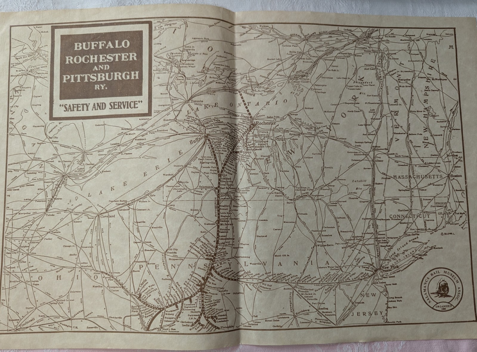 ***VINTAGE BUFFALO, ROCHESTER & PITTSBURGH RAILWAY SYSTEM MAP***