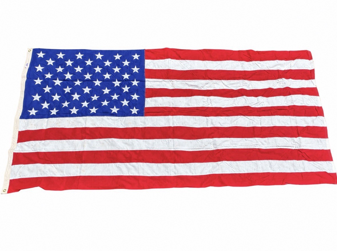 Large 50 Sewn Star Stripe US Flag WW1/WW2 Era American 9.5 Ft X 5 FtValley Forge