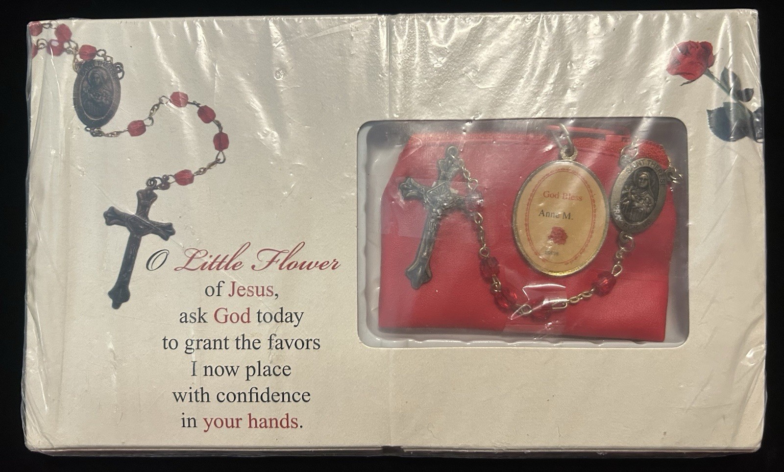 VTG St.Theresa Little Flower Catholic Rosary Red Pouch Sealed Package VTG St.Theresa Little Flower Catholic Rosary Red Pouch Sealed Package