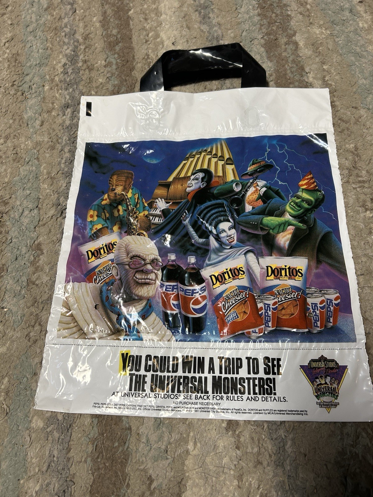 Great Vintage 1991 Halloween Universal Monsters Pepsi/Doritos Promotional Bag