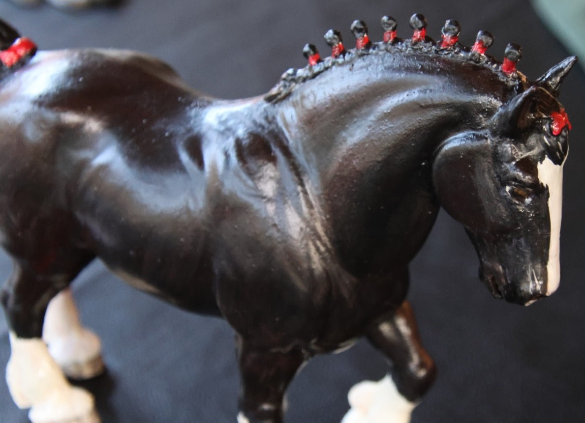 Breyer Horse #80 Clydesdale Stallion Repainted Dark Mahogany Bay/Black Red Bobs
