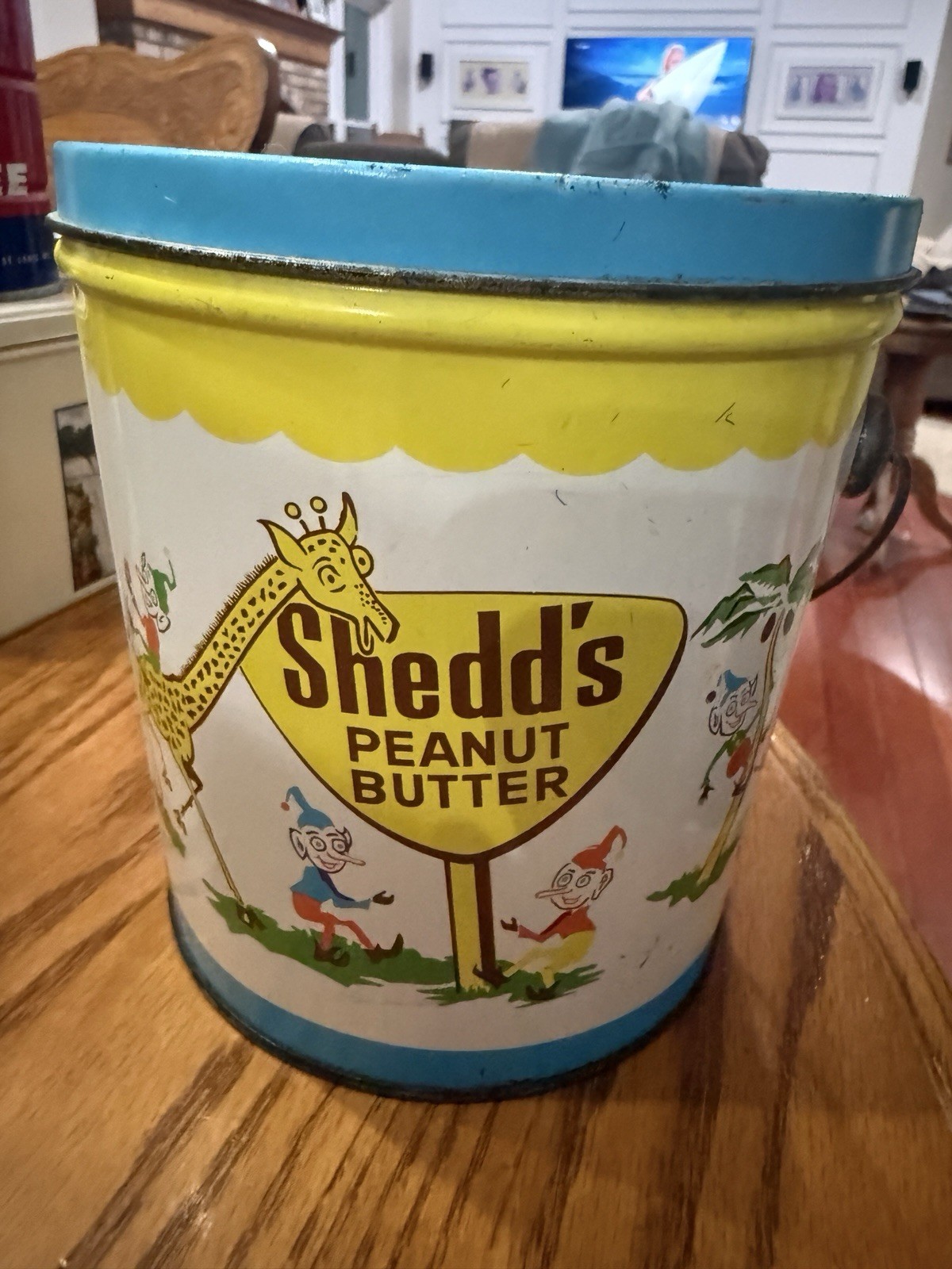 1950s Shedds Vintage Peanut Butter Pail Tin, 5 Lbs