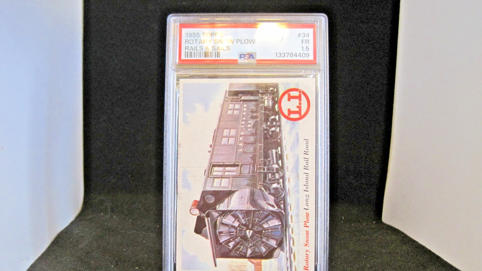 1955 Topps Rails & Sails # 34 Rotary Snow Plow Long Island Rail Road PSA 1.5 1955 Topps Rails & Sails # 34 Rotary Snow Plow Long Island Rail Road PSA 1.5