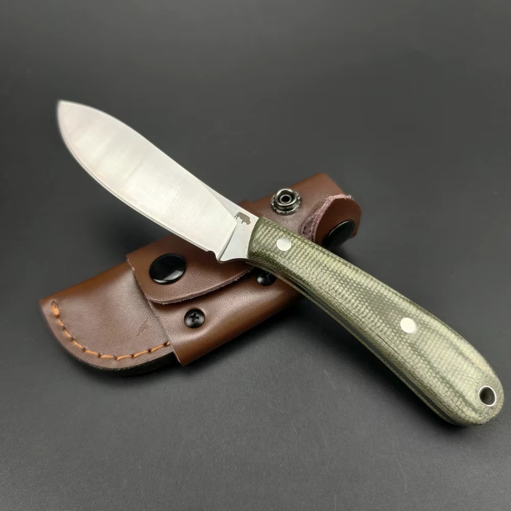 TRSKT Fixed Blade Hunting Knife 440C Steel Camping Outdoor w/ Sheath