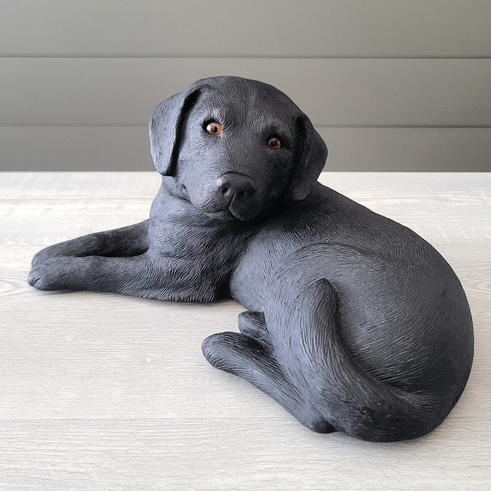 Vintage 80\'s Sandicast Black Lab Labrador Retriever Figurine Signed BRUE VGUC